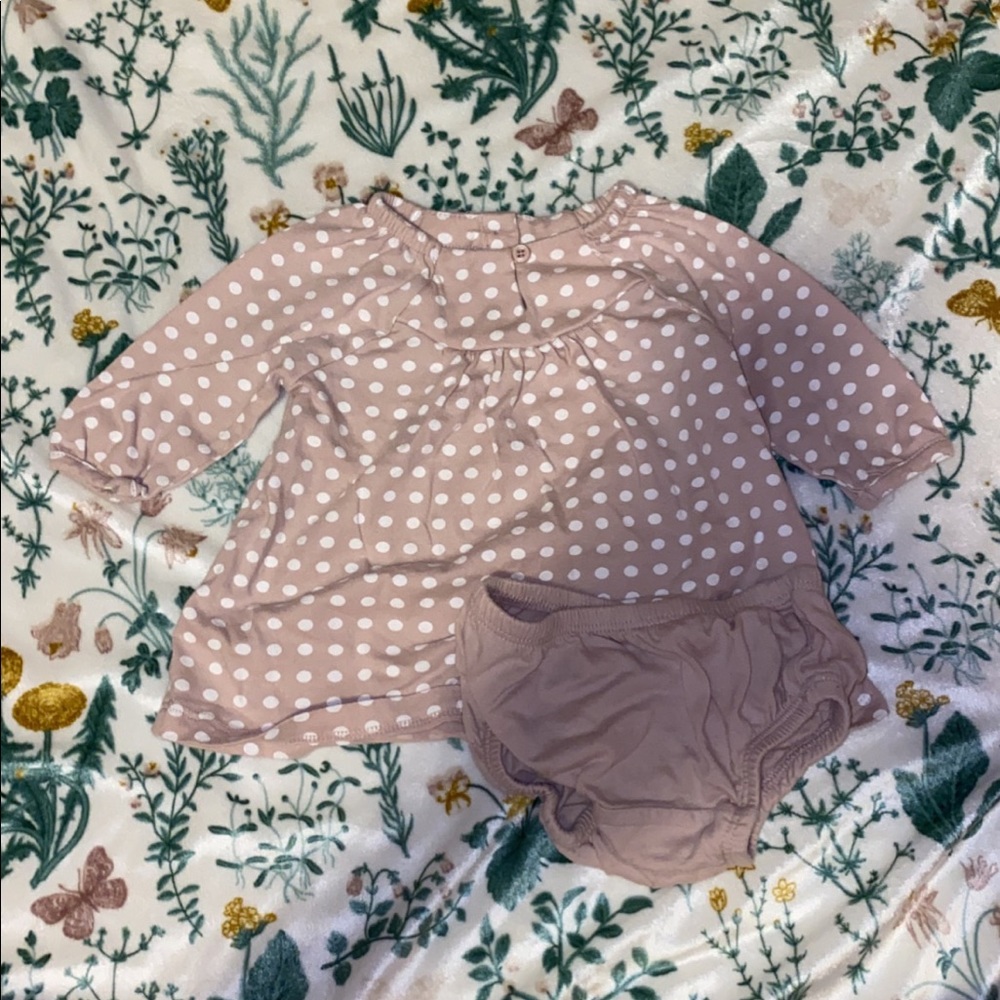 Baby dress with matching diaper cover